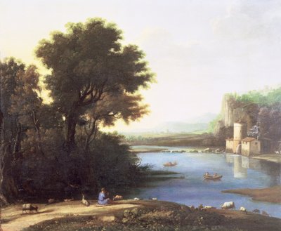 Paisaje italianizante con un cabrero tocando la flauta a sus cabras de Claude Lorrain